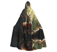 QAZWZML Cosplay Brave Squirrel Printed Hooded Cape - Zipperless Bow Tie Oversized Masquerade Hooded Cape