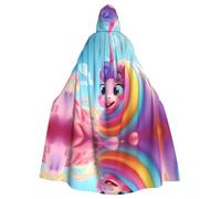 QAZWZML Cosplay Cute Unicorn Printed Hooded Cape - Zipperless Bow Tie Oversized Masquerade Hooded Cape