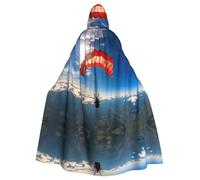 QAZWZML Cosplay parachuting Printed Hooded Cape - Zipperless Bow Tie Oversized Masquerade Hooded Cape