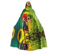 QAZWZML Cosplay Parrot bird close-up Printed Hooded Cape - Zipperless Bow Tie Oversized Masquerade Hooded Cape