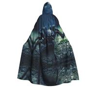 QAZWZML crawling spider Patterned adult hooded cape, unisex cosplay cape, suitable for Halloween, carnivals, and festival parties.