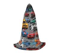 QAZWZML Crazy Retro Cars Printed Medium Capes Stage Performances, Theater Performances, Cosplay Youth Hooded Capes