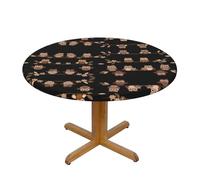 QAZWZML Cute Brown Cartoon Owls Patterned S round stretchy tablecloth, suitable for decorating round and octagonal tables.