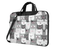 QAZWZML Cute Funny Grey Cats Pattern Patterned 13 inch portable laptop bag with shoulder strap, can be worn as a crossbody bag