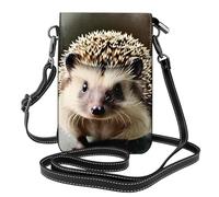 QAZWZML Cute hedgehog Pattern crossbody bag, flap leather wallet, detachable shoulder strap, suitable for travel and camping.