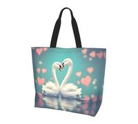QAZWZML Cute little butterfly Printed tote bag, organizer shoulder bag, suitable for travel, yoga, and shopping., The Swan in Love, One Size