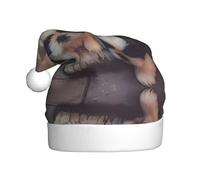 QAZWZML Cute puppy in the corner Adult Christmas hats with printed holiday prints perfect for stage performances holiday parties and more
