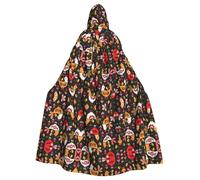 QAZWZML Cute Rooster Chickens Adult Patterned Hooded Cape, Decorative Cloak for Halloween, Stage Performances, or Holiday Parties