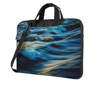 QAZWZML Dawn Ocean Waves Patterned 14 inch portable laptop bag with shoulder strap, can be worn as a crossbody bag