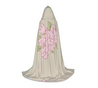 QAZWZML Divided Peach Blossoms Printed Small Capes Stage Performances, Theater Performances, Cosplay Youth Hooded Capes