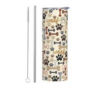 QAZWZML Dog Bones Paw Stainless Steel Travel Mug with a Printed Straight Body Suitable for Both hot and Cold Beverages