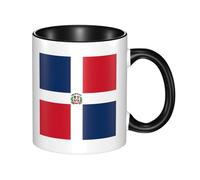 QAZWZML Dominican Republic Patterned ceramic Black mug with curved handle, suitable for office and home use.