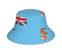 QAZWZML Double Sided Fiji Flag Printed Bucket Hat Suitable for Daily Commuting Versatile for All Seasons Unisex Black