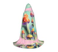 QAZWZML Dreamy Little Mushroom Printed Medium Capes Stage Performances, Theater Performances, Cosplay Youth Hooded Capes