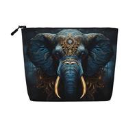 QAZWZML Eerie Elephant Printed single layer faux linen cosmetic bag portable zippered cosmetic bag travel accessory