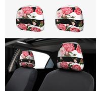 QAZWZML Elastic car headrests Black White Striped Flowers printed headrest covers 2-piece set suitable for most vehicles