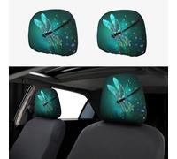 QAZWZML Elastic car headrests Galaxy Animal Dragonfly printed headrest covers 2-piece set suitable for most vehicles
