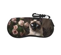 QAZWZML Elegant Siamese Cat Printed softshell glasses case sports glasses case suitable for storing glasses and change