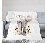QAZWZML Elephant and Sunflower Printed bed blanket multi-yard flannel blanket home decor gift 4 sizes 60"x50"