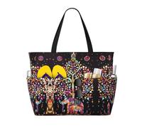 QAZWZML Elephant and Tree of Life Patterned travel bag, large-capacity storage bag, suitable for camping, gym use, and travel.