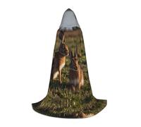QAZWZML Field of Hares Printed Medium Capes Stage Performances, Theater Performances, Cosplay Youth Hooded Capes