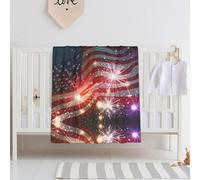 QAZWZML Firework American Flag BrightBaby swaddle blanket, perfect for newborns, crib blankets, for use in the crib, naptime, or daycare