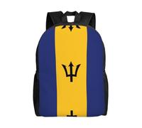 QAZWZML Flag of Barbados prints men's and women's large laptop backpacks with compartments, waterproof travel backpacks, durable Oxford bags