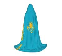 QAZWZML Flag of Kazakhstan Printed Large Capes Stage Performances, Theater Performances, Cosplay Youth Hooded Capes