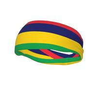 QAZWZML Flag of Mauritius prints headbandsweat absorbing and breathable neutral strap, suitable for gym and outdoor activities
