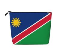 QAZWZML Flag of Namibia Printed single layer faux linen cosmetic bag portable zippered cosmetic bag travel accessory