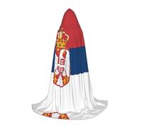 QAZWZML Flag of Serbia Printed Small Capes Stage Performances, Theater Performances, Cosplay Youth Hooded Capes