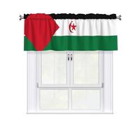 QAZWZML Flag of Western Sahara Printed drapes, polyester peach skin fabric, blackout short curtains, suitable for kitchens and bathrooms