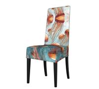 QAZWZML Floating jellyfish Printed Removable Dining Chair Covers Elastic Dining Chair Covers Suitable For Conferences And Hotels