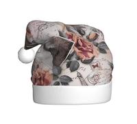 QAZWZML Flower Paris Eiffel Tower Adult Christmas hat printed holiday hat suitable for New Year's parties and holiday family gatherings