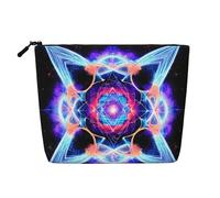 QAZWZML Four Dimensional Space Printed single layer faux linen cosmetic bag portable zippered cosmetic bag travel accessory