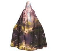 QAZWZML four-moon day on earth Patterned long cape, stylish hooded cloak, suitable for holiday parties, costume parties, or gatherings.
