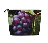 QAZWZML Fresh Grapes Printed single layer faux linen cosmetic bag portable zippered cosmetic bag travel accessory
