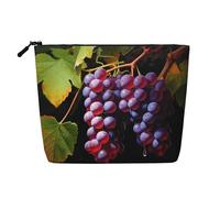 QAZWZML Fresh Grapes Printed single layer faux linen cosmetic bag portable zippered cosmetic bag travel accessory