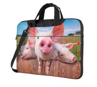 QAZWZML Funny Cute Pig Patterned 13 inch portable laptop bag with shoulder strap, can be worn as a crossbody bag