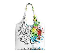QAZWZML Geometry Brain Image with Science Printed single-shoulder commuter canvas bag suitable for travel, commuting or shopping, fitness and sports leisure bag