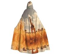 QAZWZML giraffes Patterned adult hooded cape, unisex cosplay cape, suitable for Halloween, carnivals, and festival parties.