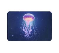 QAZWZML Glowing Jellyfish Printed Welcome Mat - Absorbent Door Mat for Bathroom and Kitchen - 16x24 Inch