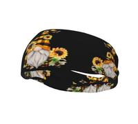 QAZWZML Gnome Bee Yellow Floral prints headbandsweat absorbing and breathable neutral strap, suitable for gym and outdoor activities
