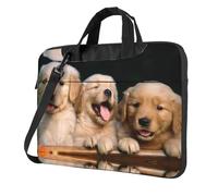 QAZWZML Golden Retriever dogs puppies pets Patterned 15.6 inch portable laptop bag with shoulder strap, can be worn as a crossbody bag