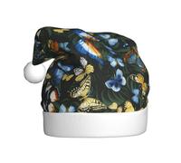 QAZWZML Green leaf colorful butterfly__æ ‡签ï¼š Adult Christmas hats with printed holiday prints perfect for stage performances holiday parties and more