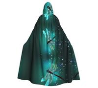 QAZWZML Halloween adult hooded cape Galaxy Animal Dragonfly printed holiday hooded cape suitable for holiday costumes and character costumes