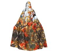QAZWZML Halloween adult hooded cape persimmon printed holiday hooded cape suitable for holiday costumes and character costumes