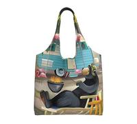 QAZWZML Happy Camper Printed single-shoulder commuter canvas bag suitable for travel, commuting or shopping, fitness and sports leisure bag