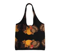 QAZWZML Happy Thanksgiving Turkey Pumpkin Printed single-shoulder commuter canvas bag suitable for travel, commuting or shopping, fitness and sports leisure bag
