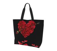 QAZWZML Heart Shaped Floral Petals Printed Women's Large Capacity Shopping Bag Handbag and Shoulder Bag Essential for Commuting and Shopping